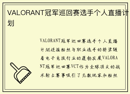 VALORANT冠军巡回赛选手个人直播计划